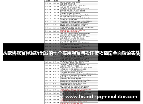 从欧协联赛程解析出发的七个实用观赛与投注技巧指南全面解读实战